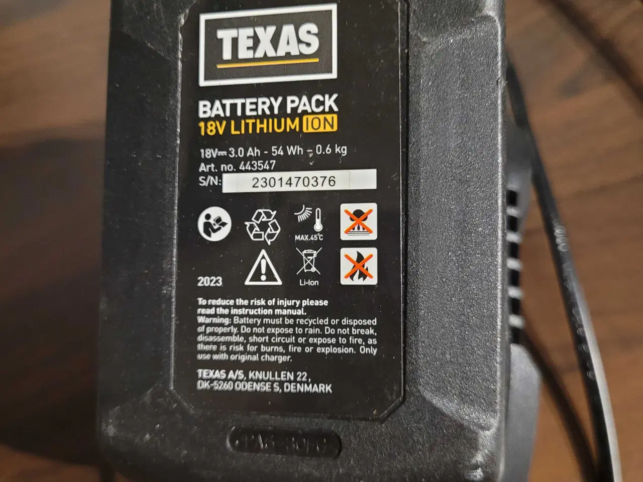 Billede 2 - Texas 18 volt 3ah batteri plus lader