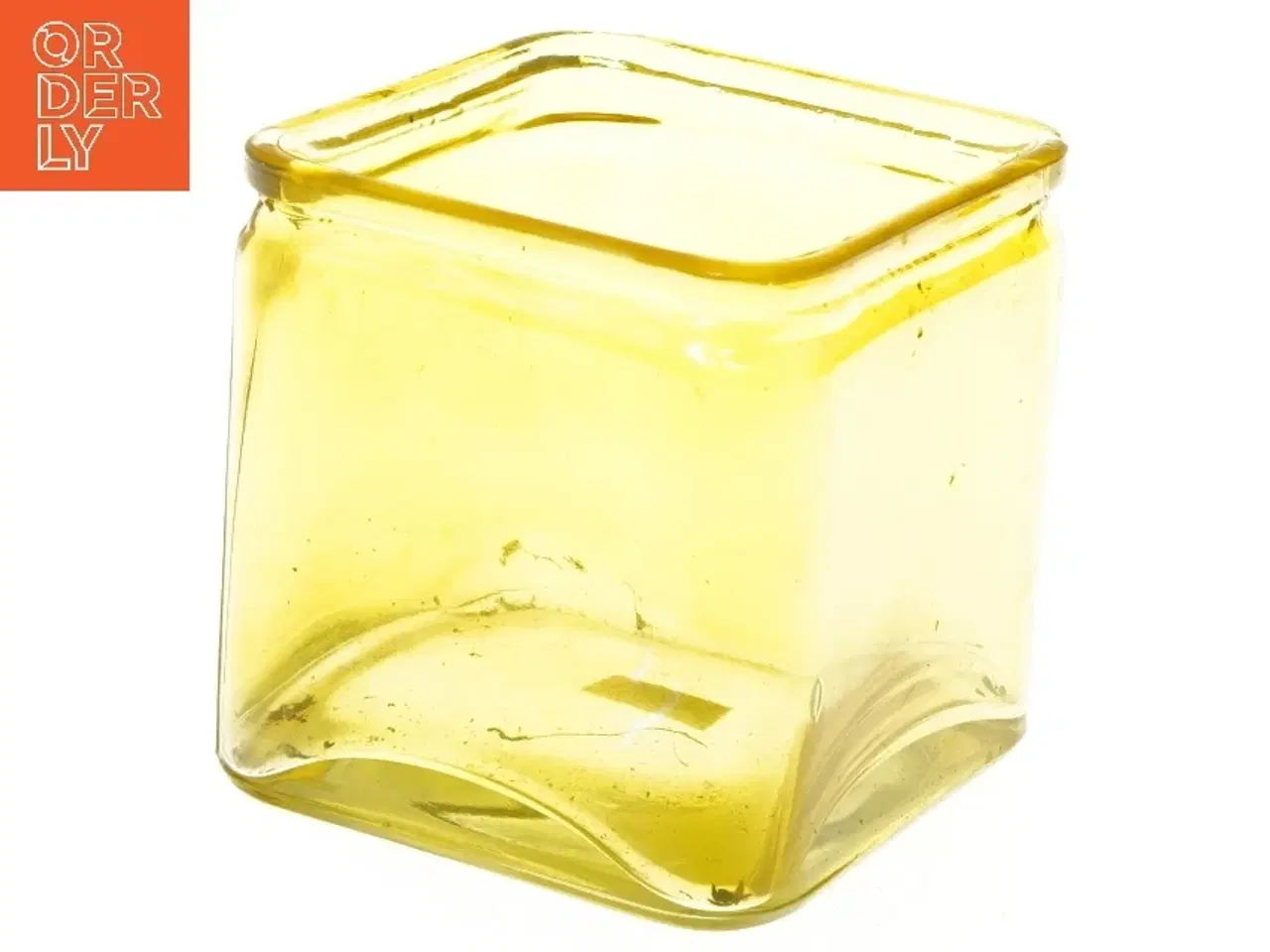 Billede 1 - Gul glasvase (str. 12x12x12 cm)