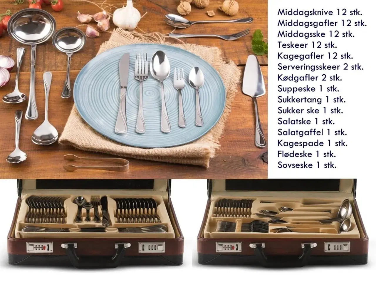 Billede 1 - Bestiksæt, 72 dele udført i rustfrit stål
