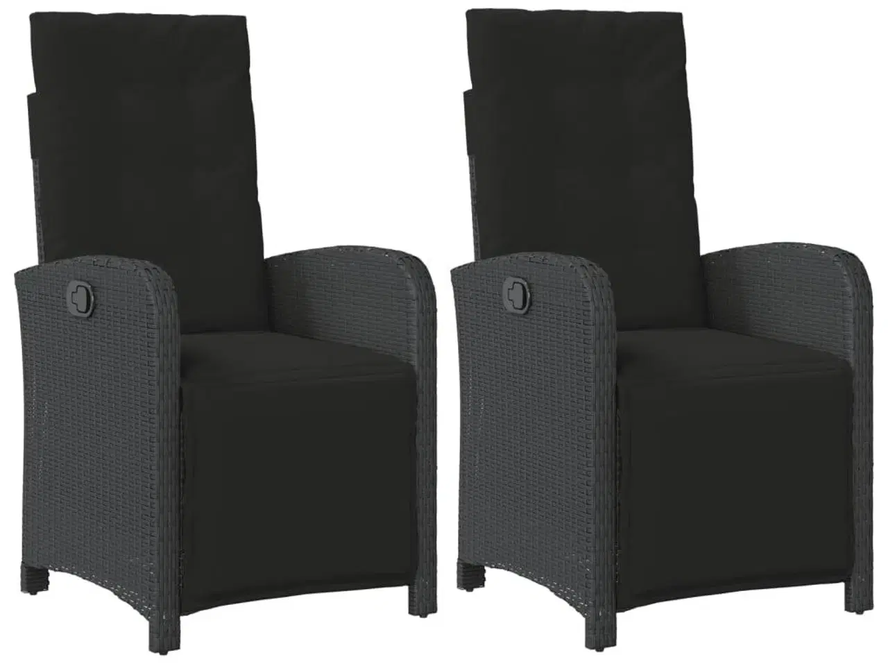 Billede 2 - Havestole 2 stk. med lænefunktion og fodstøtte polyrattan sort