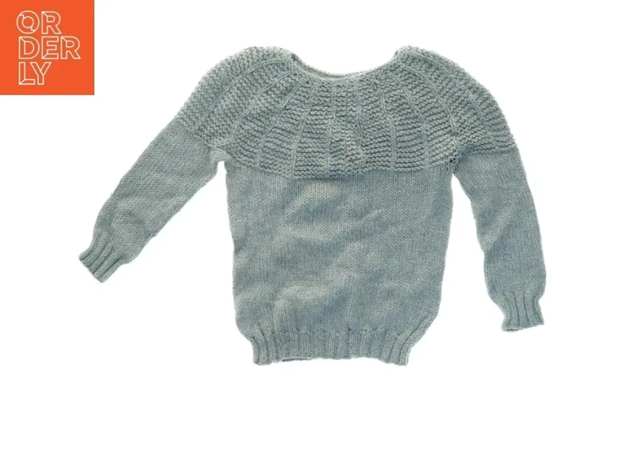 Billede 2 - Grå håndstrikket uld-sweater (str. 30 x 37 cm ærme 23 cm)