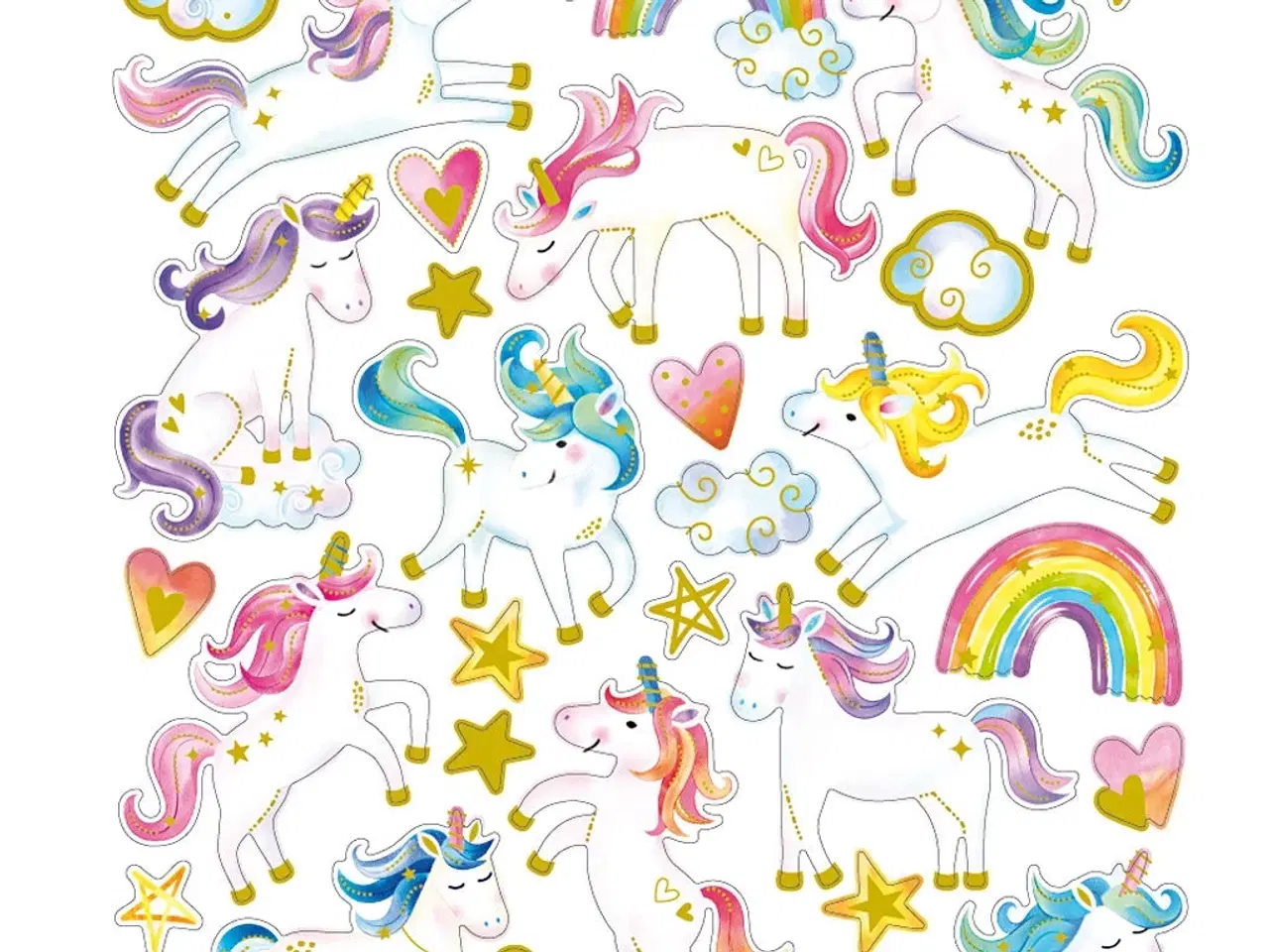 Billede 1 - Selvklæbende Enhjørninge Stickers - 15x16,5 cm
