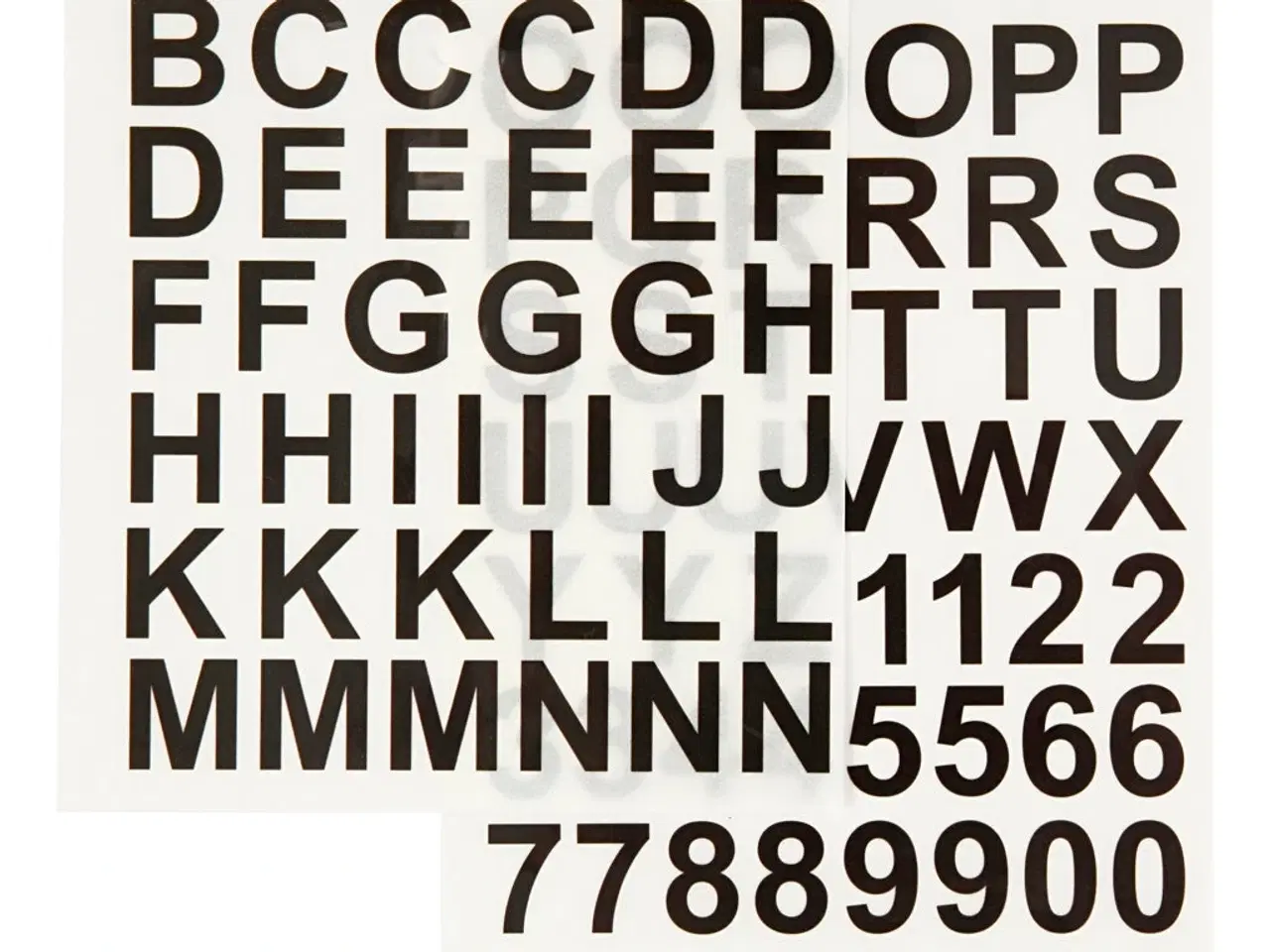 Billede 1 - Rub on stickers, bogstaver og tal, H: 17 mm, B: 17 mm, ark 12,2x15,3 cm, sort, 1 pk.