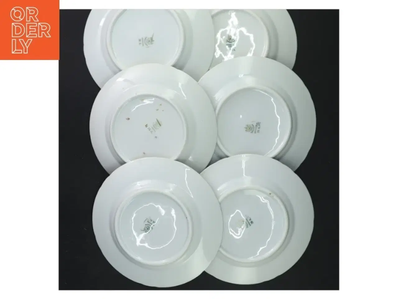 Billede 3 - Mågestellet Sæt med seks porcelæns tallerkener med guldkant fra B&G (str. Ø 16 cm)