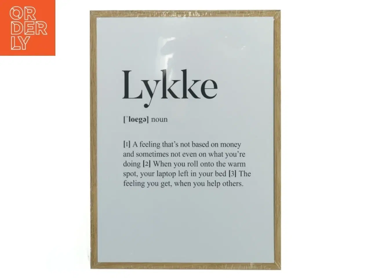Billede 1 - Plakat med definition af 'Lykke' (str. 30x22 cm)