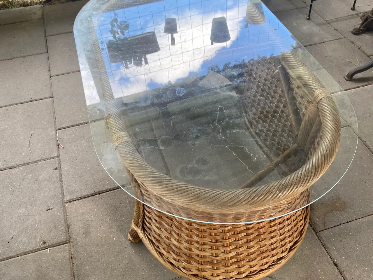 Billede 1 - Bambus sofabord med oval glasplade