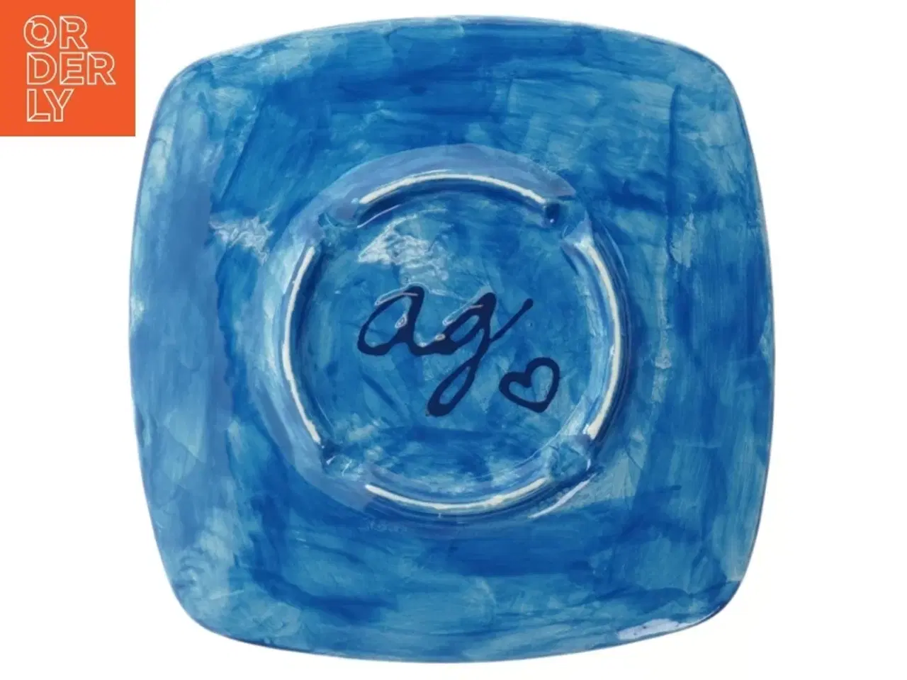 Billede 2 - Firkantet tallerken med fiskemønster (str. 27x27 cm)