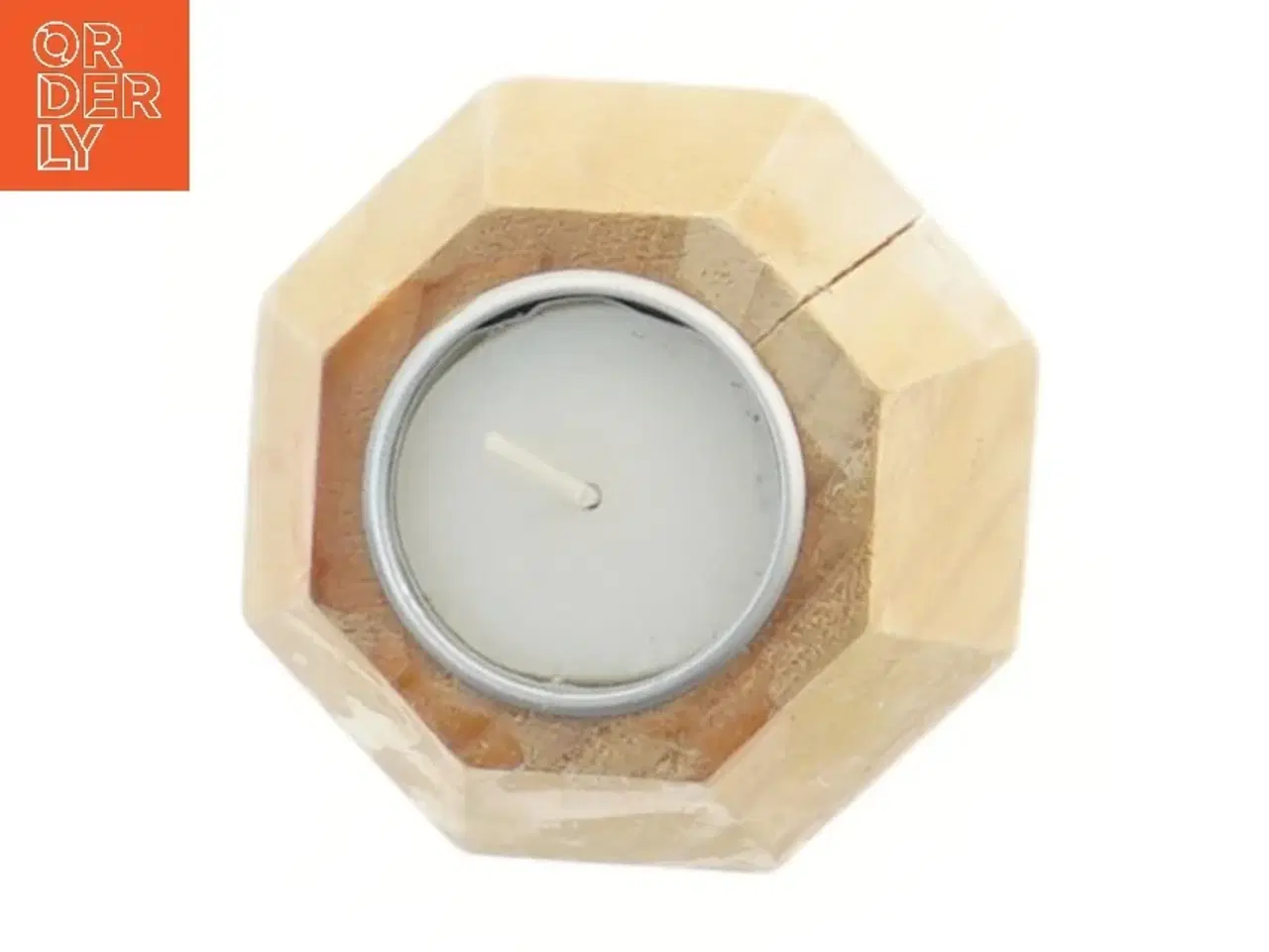 Billede 2 - Trælysestage med lys (str. 8 cm)