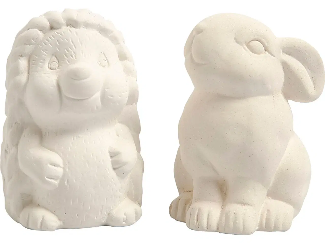 Billede 1 - Sparedyr, pindsvin og hare, H: 10 cm, hvid, 2stk./ 1 pk.