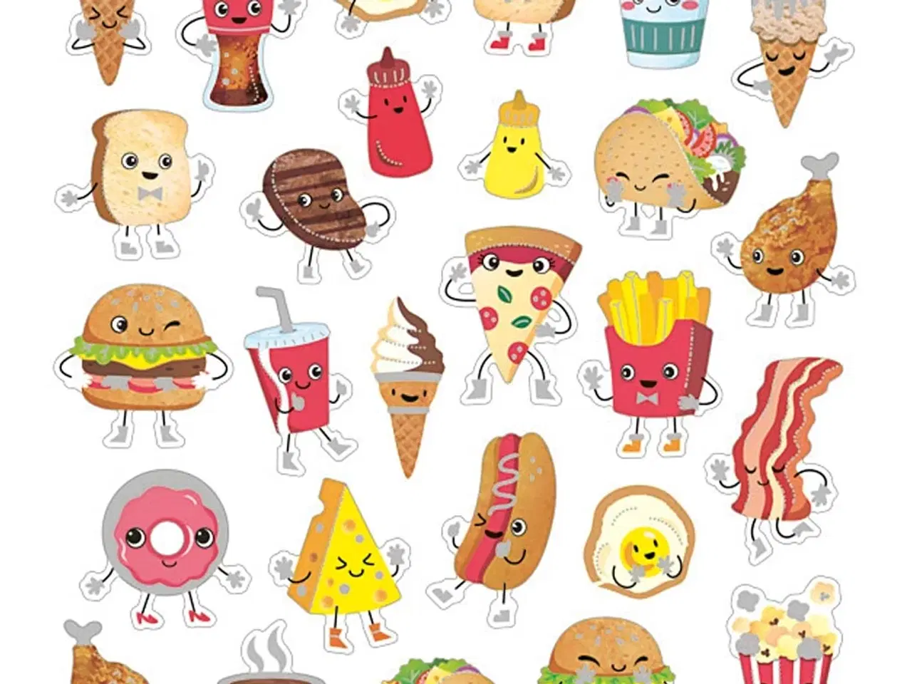 Billede 1 - Stickers, fast food, ark 15x16,5 cm, 1 ark
