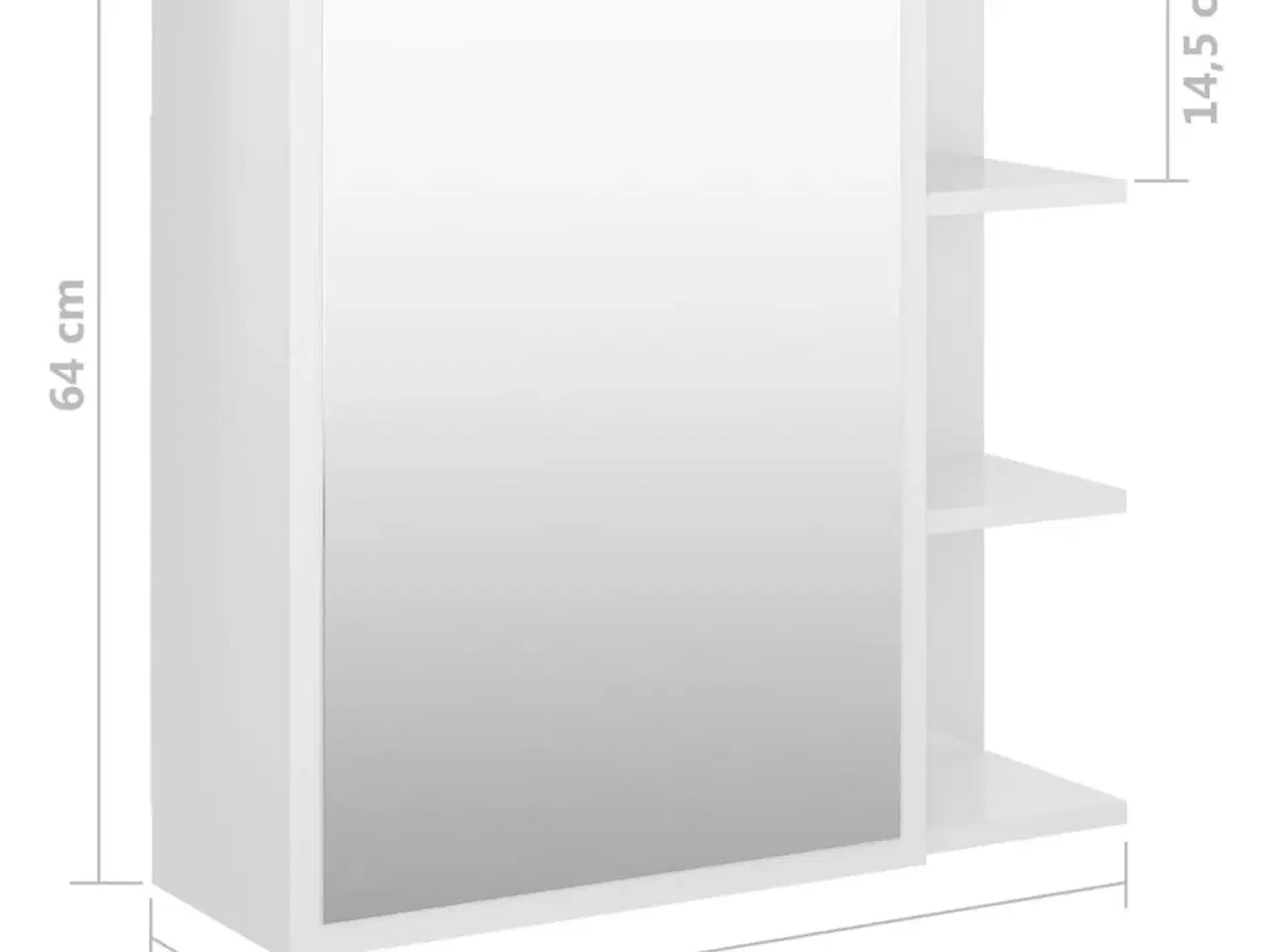 Billede 10 - Badeværelsesskab spejl 62,5x20,5x64 cm spånplade hvid højglans