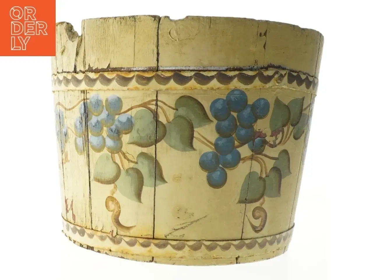 Billede 1 - Antik Almue Håndmalet Træ Krukke (str. Ø 33 cm)