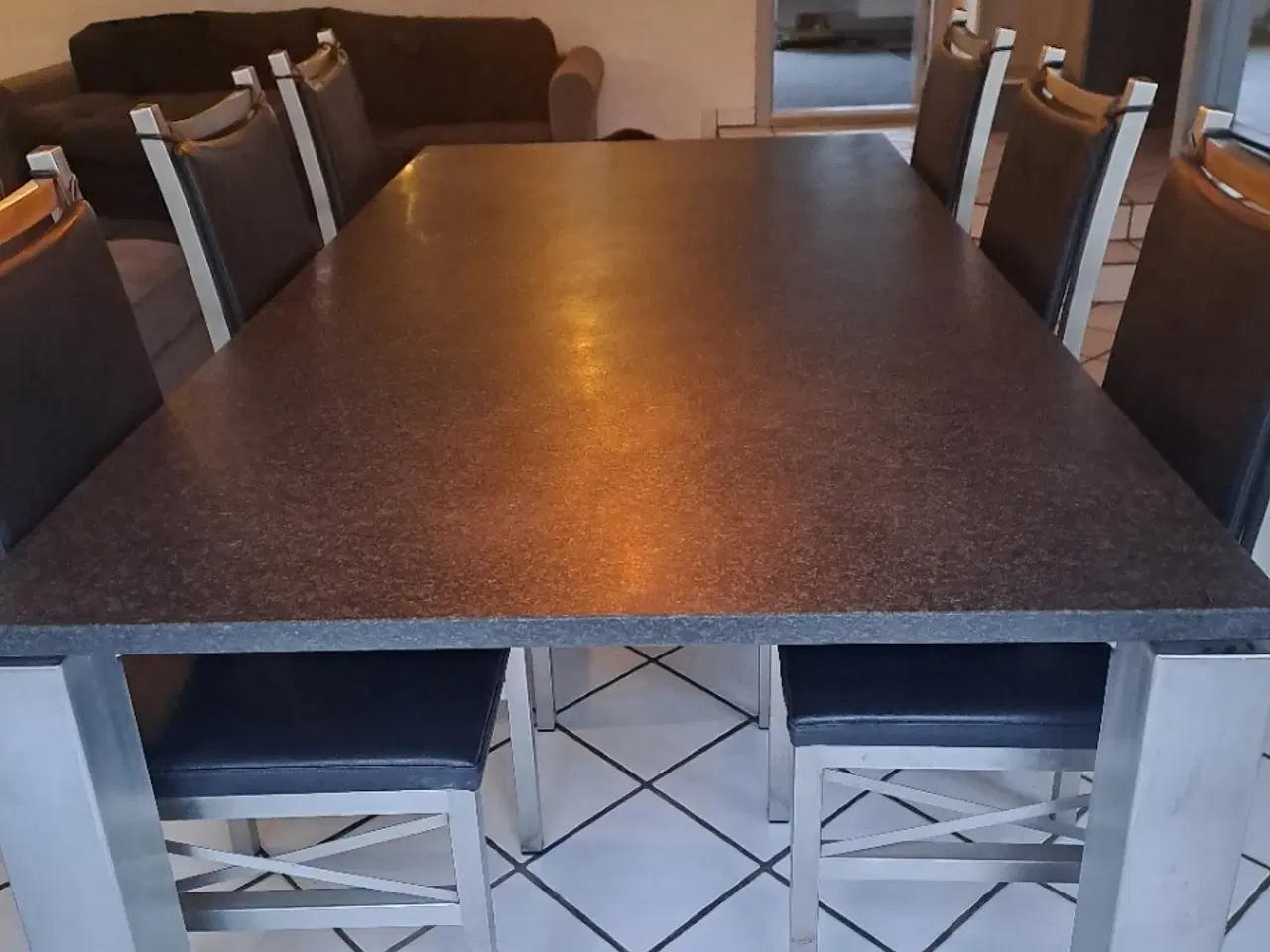 Billede 5 - Marmor bord og 6 stoæe