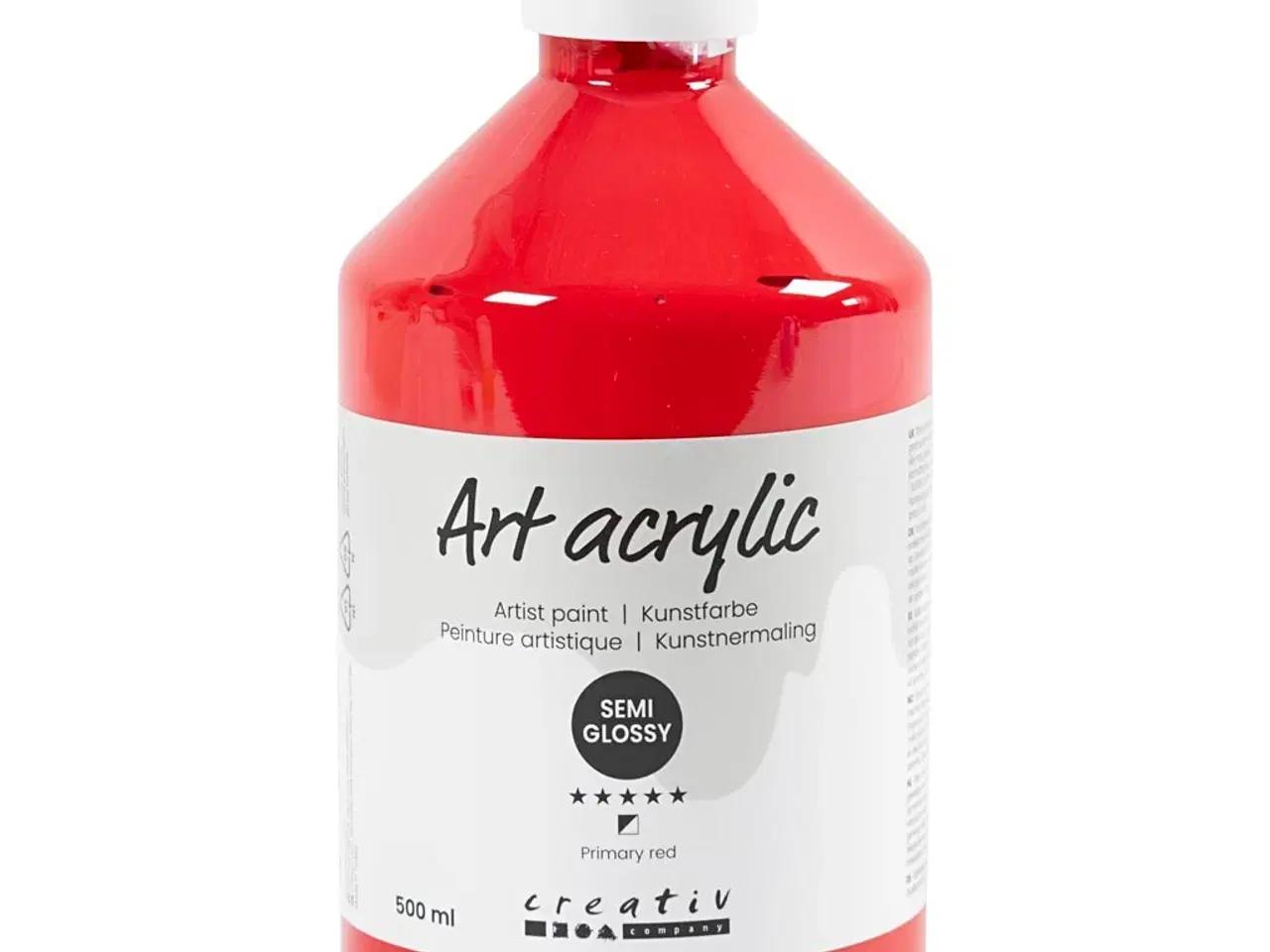 Billede 1 - Art Akrylmaling, halvblank, halvtransparent, primær rød, 500ml/ 1 fl.