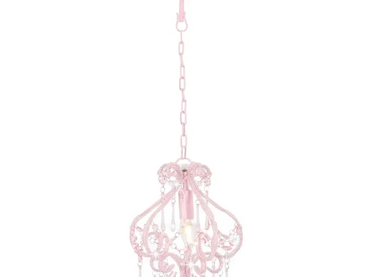 Billede 6 - Loftlampe med perler rund E14 pink