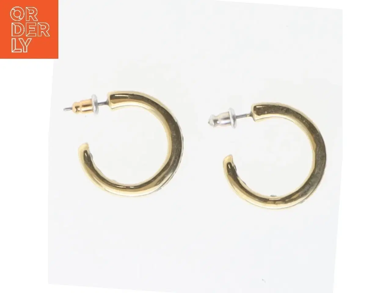 Billede 1 - Guld hoop øreringe med sten (str. Ø 2 cm)