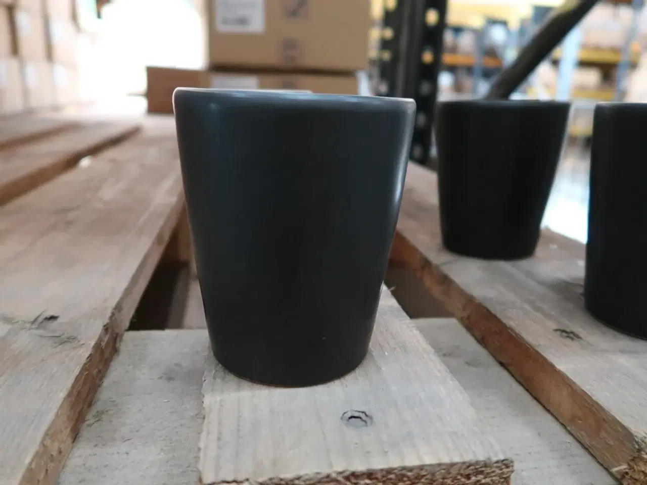 Billede 2 - 4 stk. Multiskål/krus stentøj mat sort 85 mm Rustik