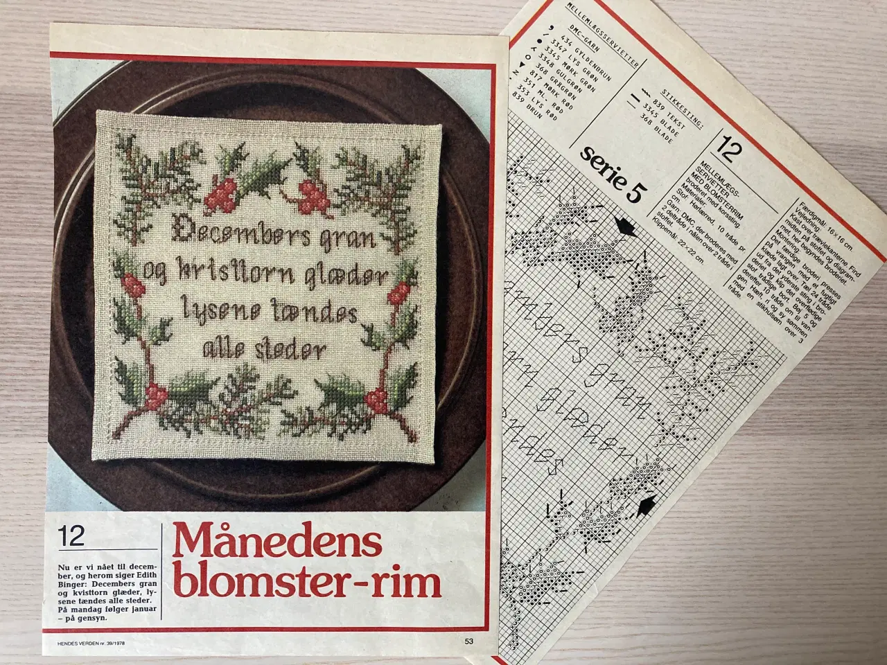 Billede 1 - Broderimønster: Blomster-rim, December