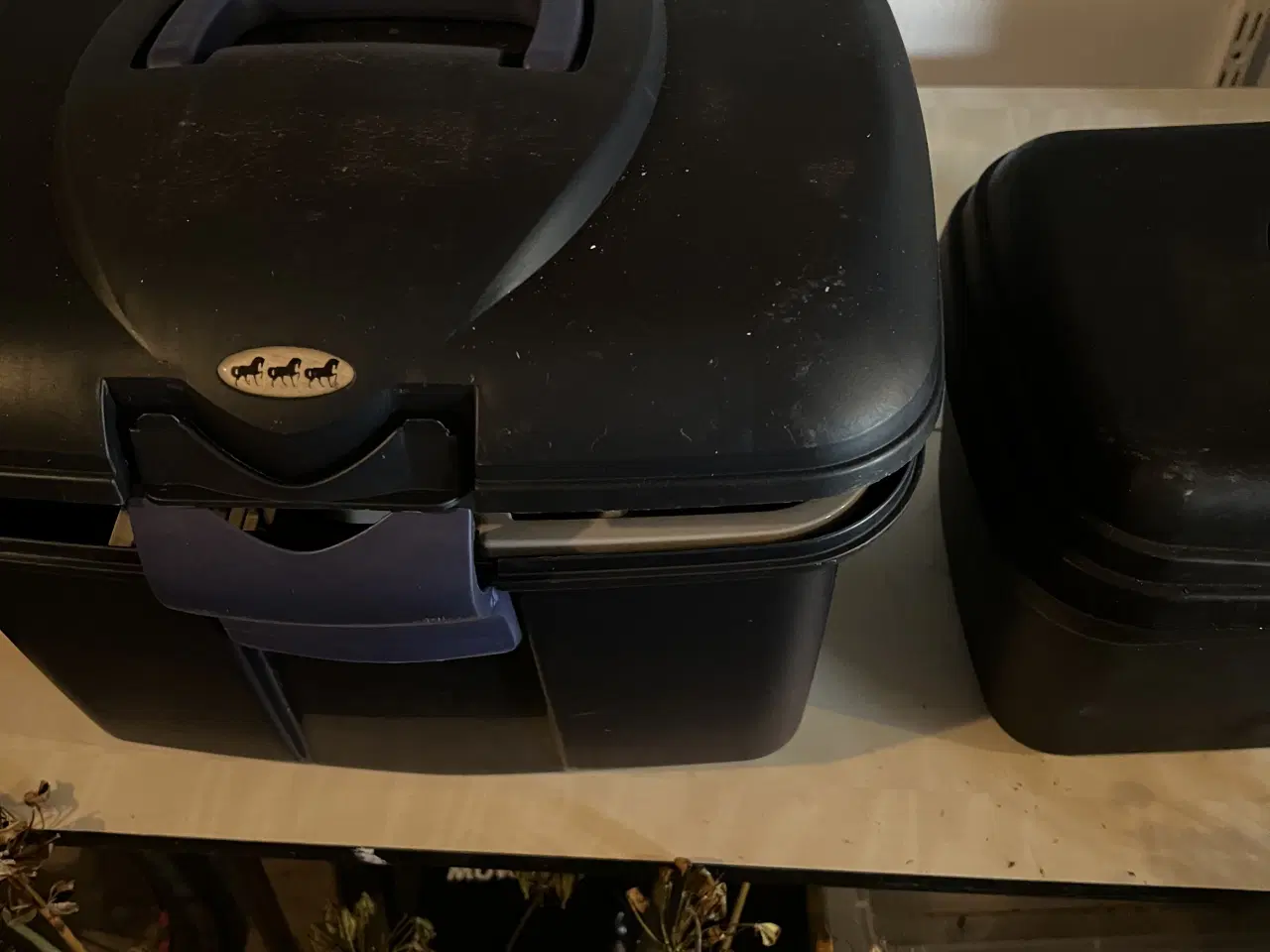 Billede 1 - Ridekasser støvlerne dækker hjelme sælges samlet