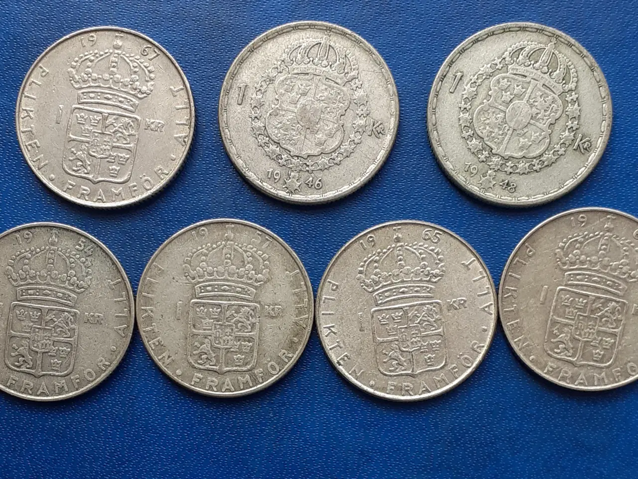 Billede 1 - Sverige, 1 kr sølv, 7 forskellige