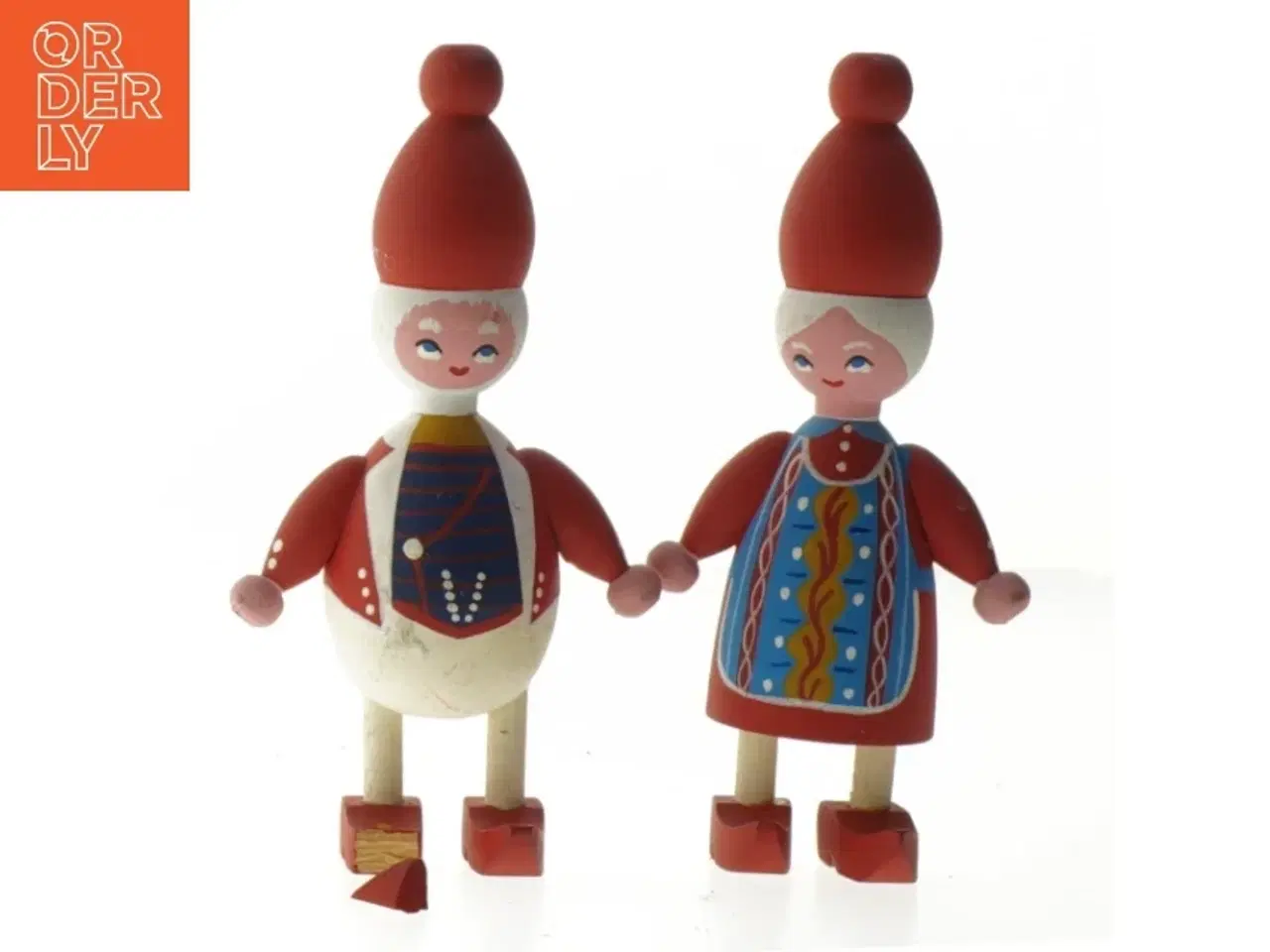 Billede 1 - Træfigurer af nisse par (str. 16,5 cm)