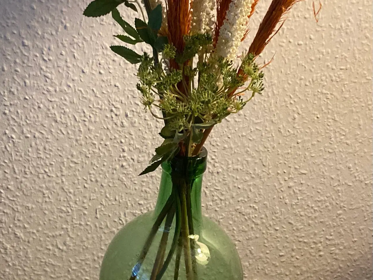 Billede 3 - Grøn stor smuk glas flaske/gulvvase