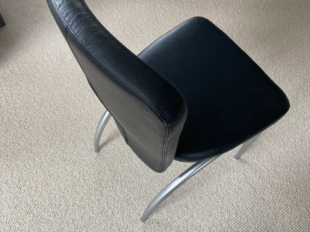 Billede 6 - 6 stk Flotte Spisebordsstole Ægte Læder og Børstet