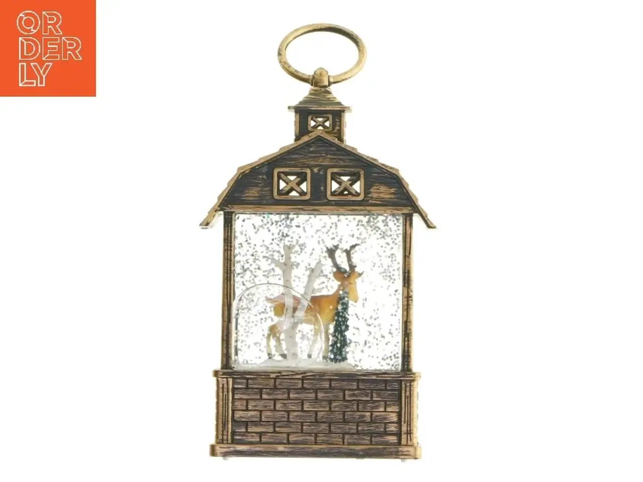 Billede 1 - Dekorativ lanterne med rensdyr (str. 14x8,5 cm)