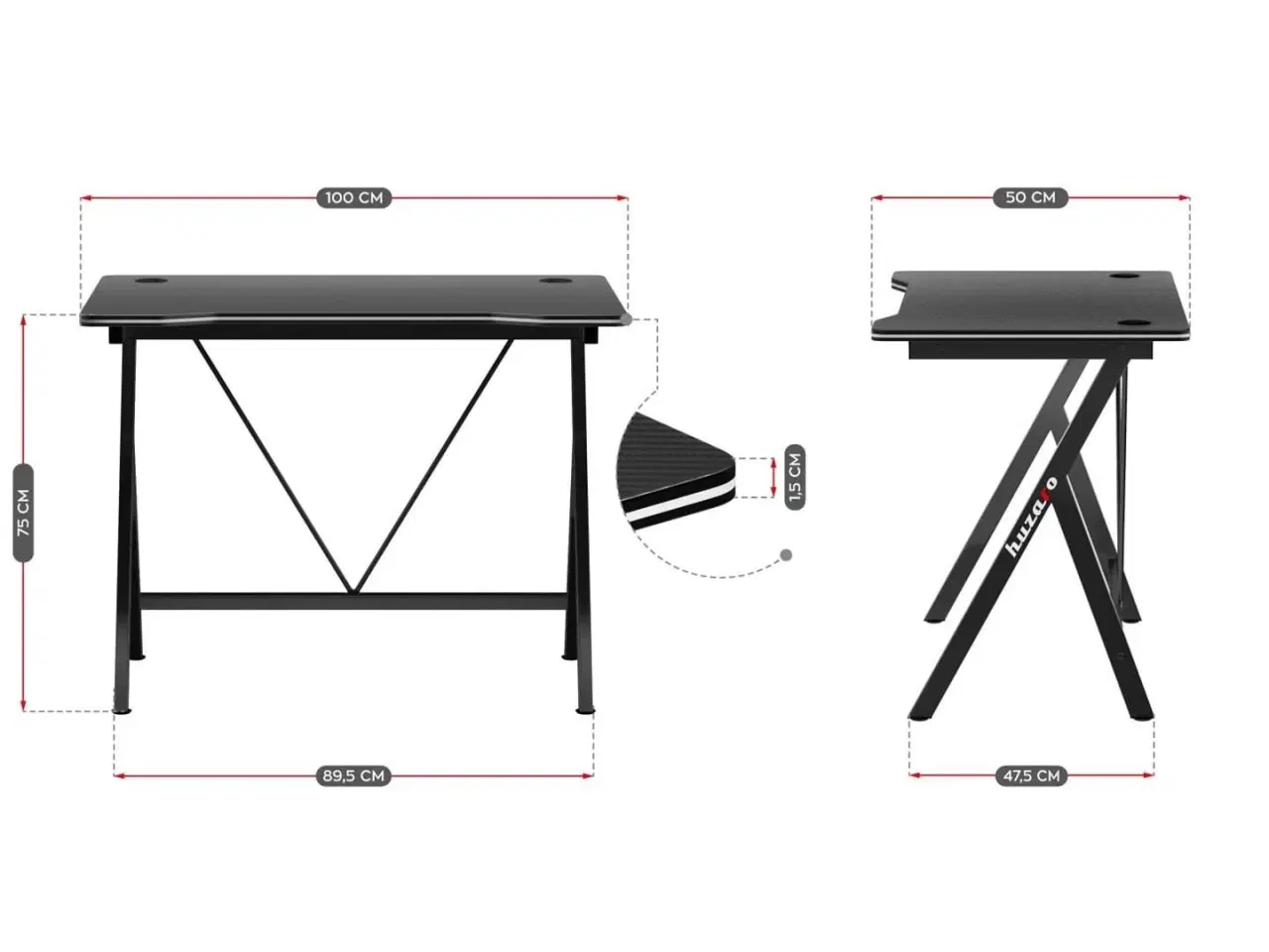 Billede 7 - Gamingbord Huzaro Hero 1.4 – Sort