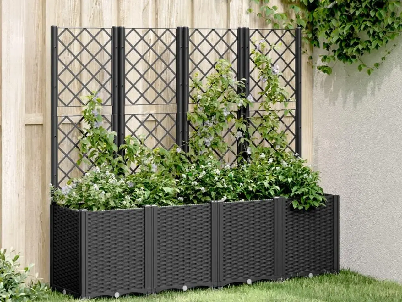 Billede 1 - Plantekasse med espalier 160x40x140 cm PP sort