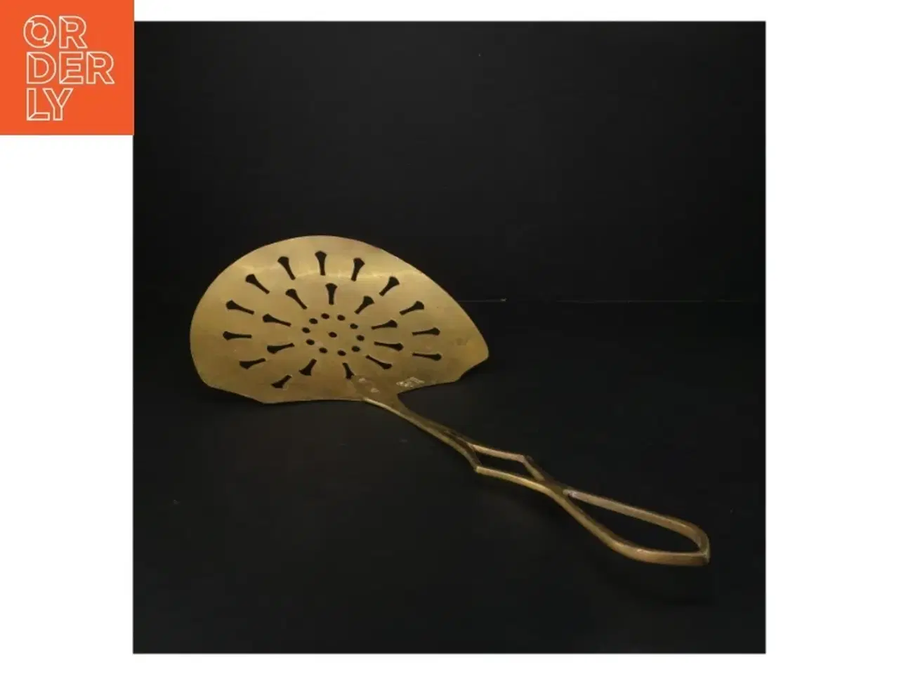 Billede 1 - Messing stegeplade med langt håndtag (str. Længde. 47 cm. brede. 21 cm)