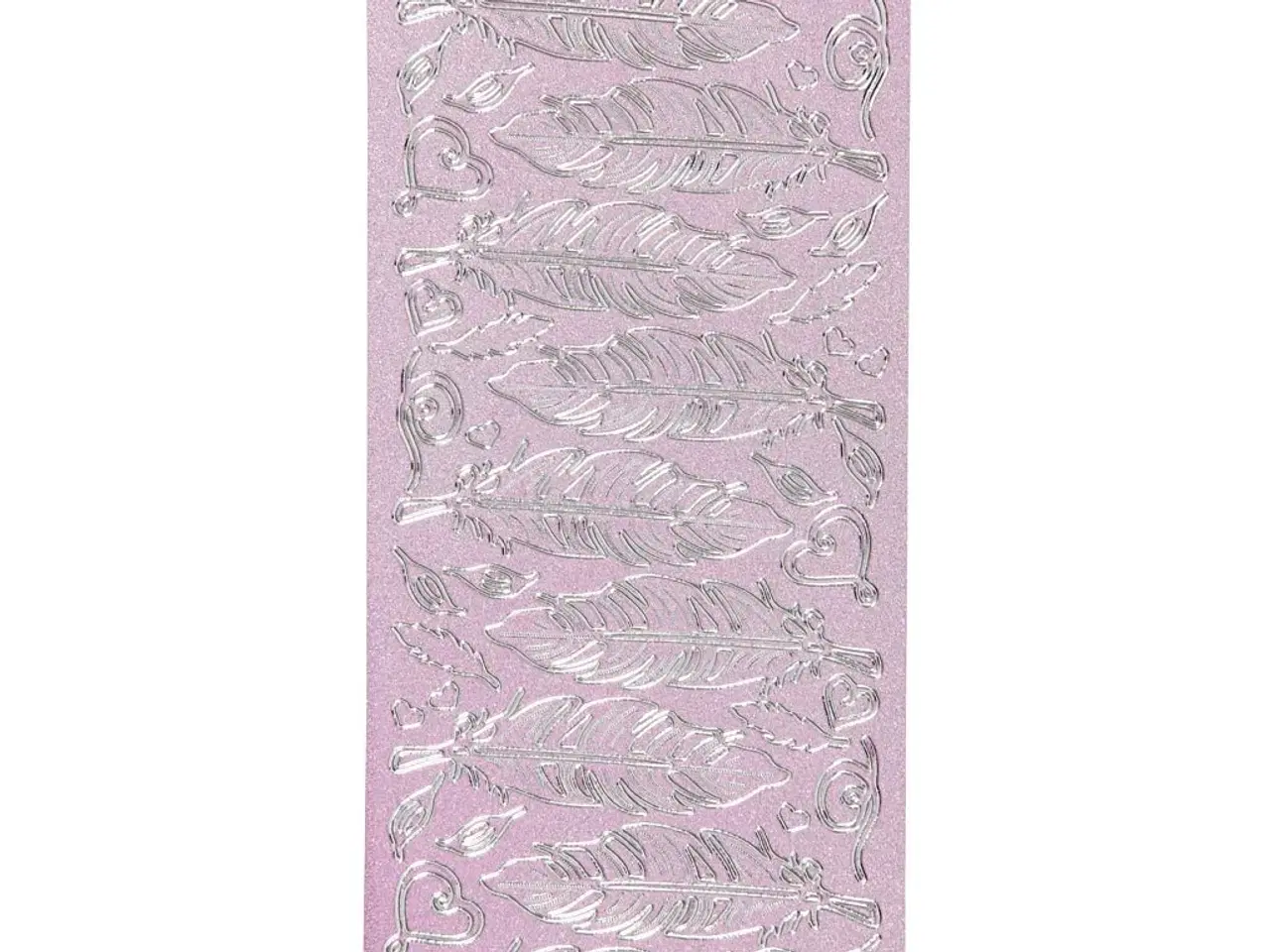 Billede 1 - Sølv Fjer Stickers - 10x23 cm, Selvklæbende Ark