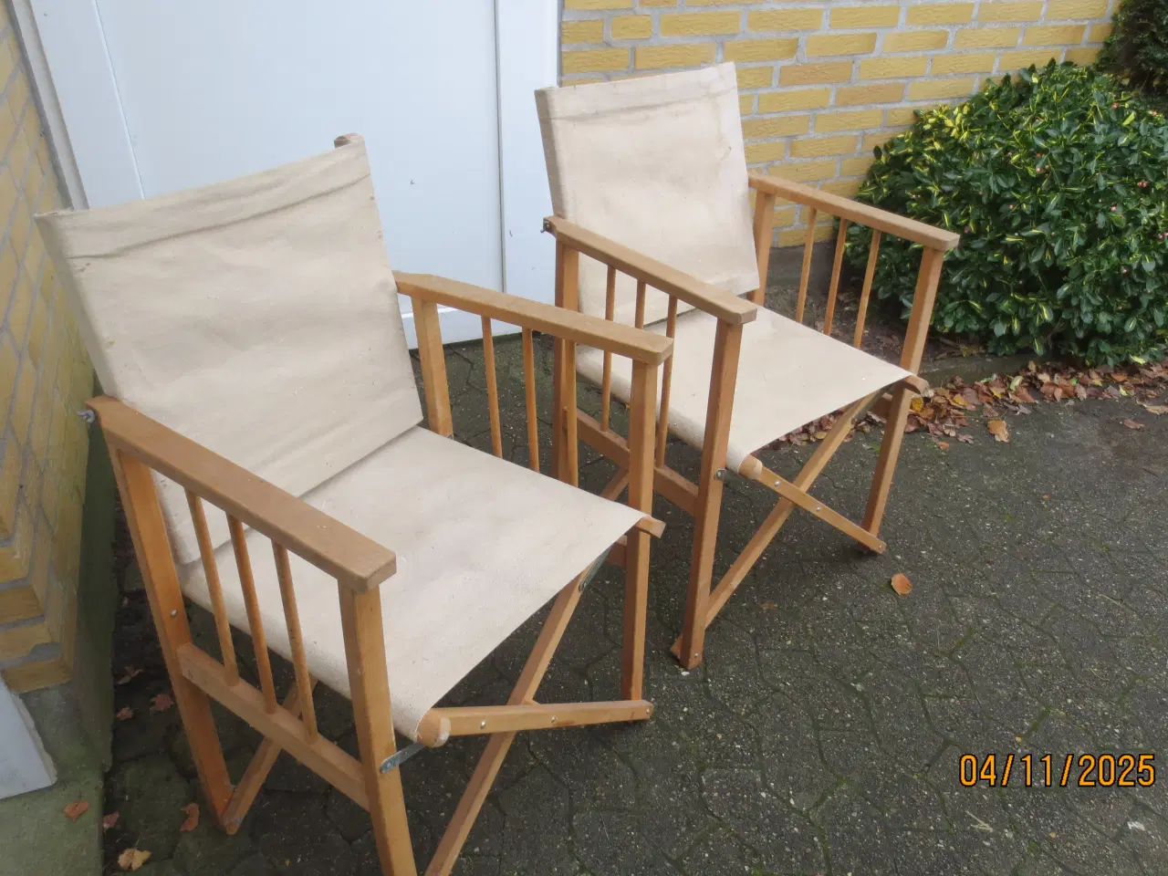 Billede 2 - 2 stk Klap havestole med grå stof