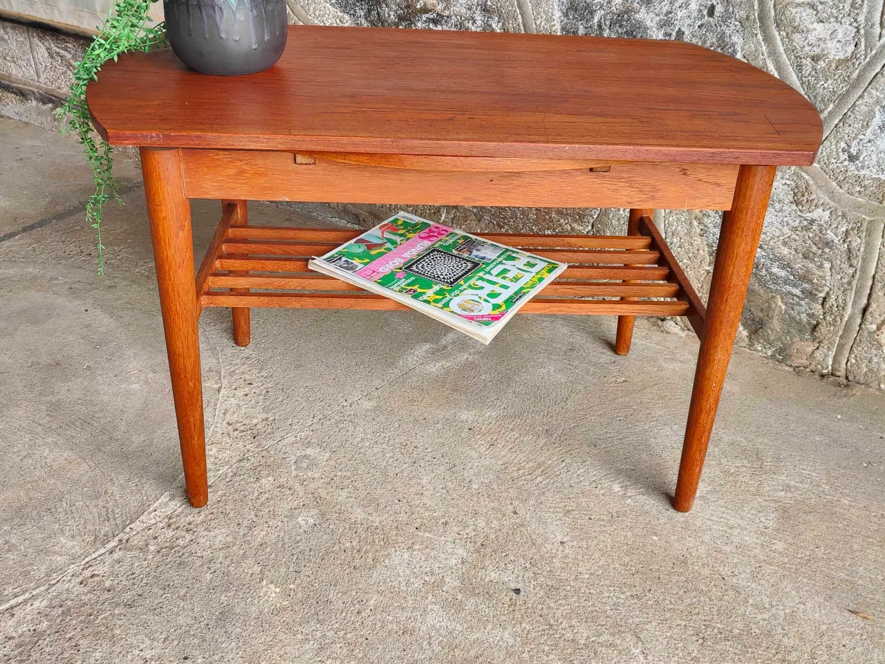 Billede 9 - Fint lille teaktræs sofabord med udtræk