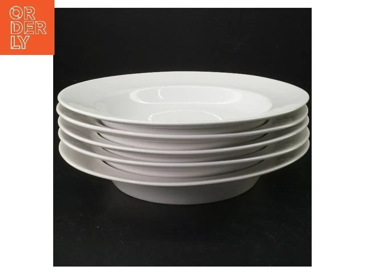 Billede 1 - Hvide dybe middagstallerkener, 5 stk, dybe (str. 22 x 3 cm)