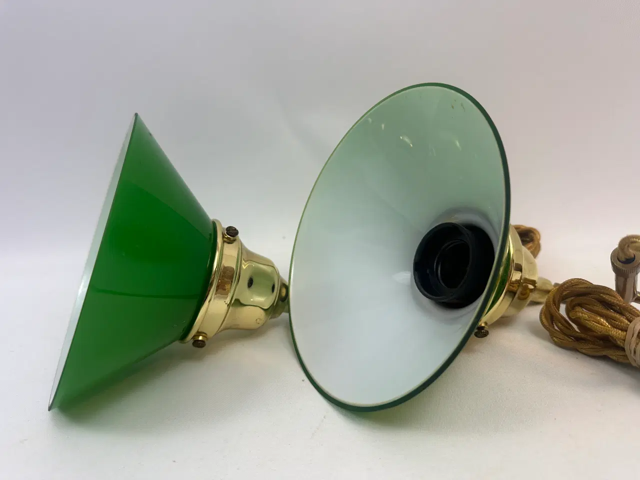 Billede 5 - Vintage lamper i messing og grønt glas