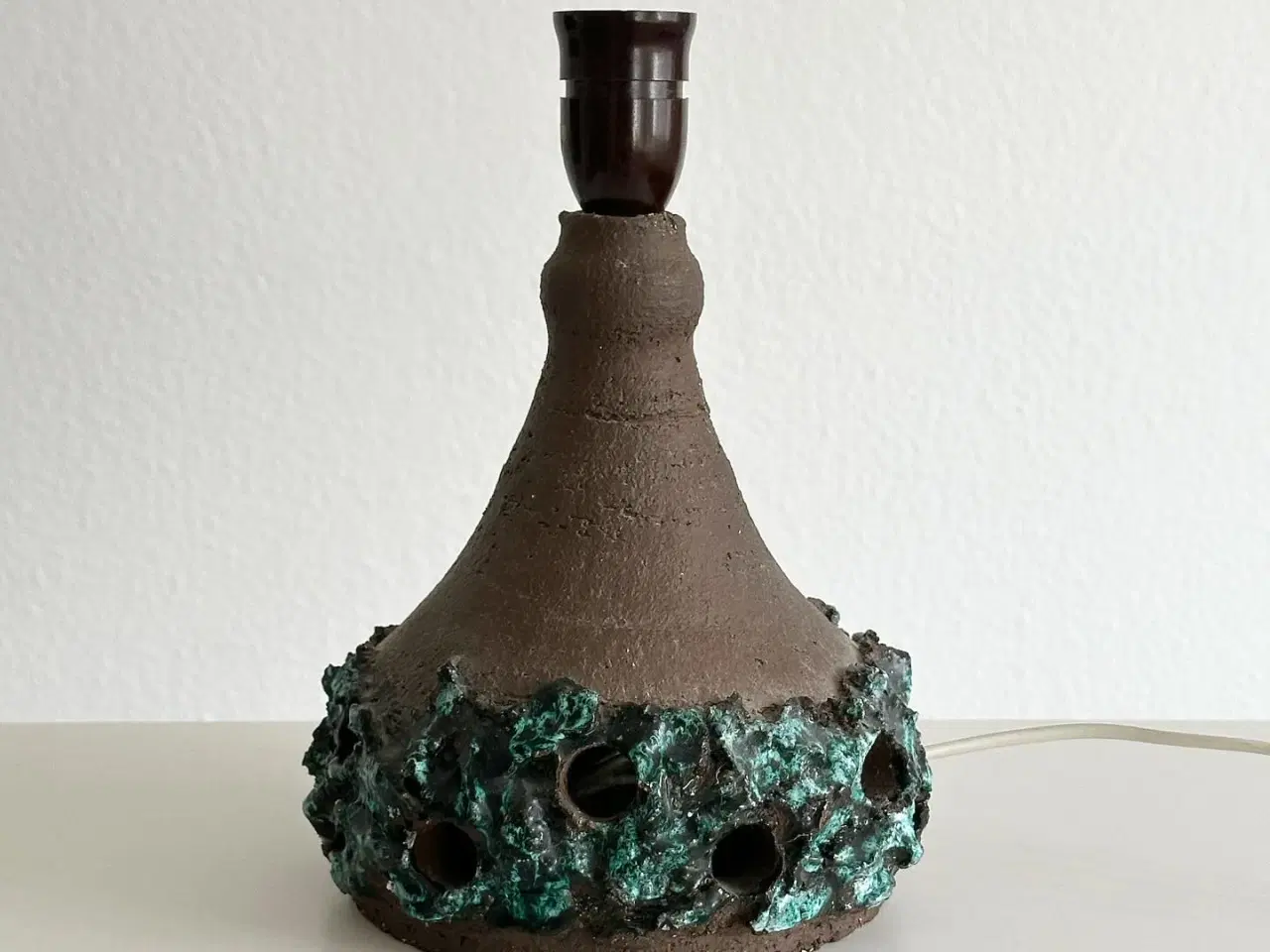Billede 1 - Lampefod, keramik m blågrøn glasur, NB