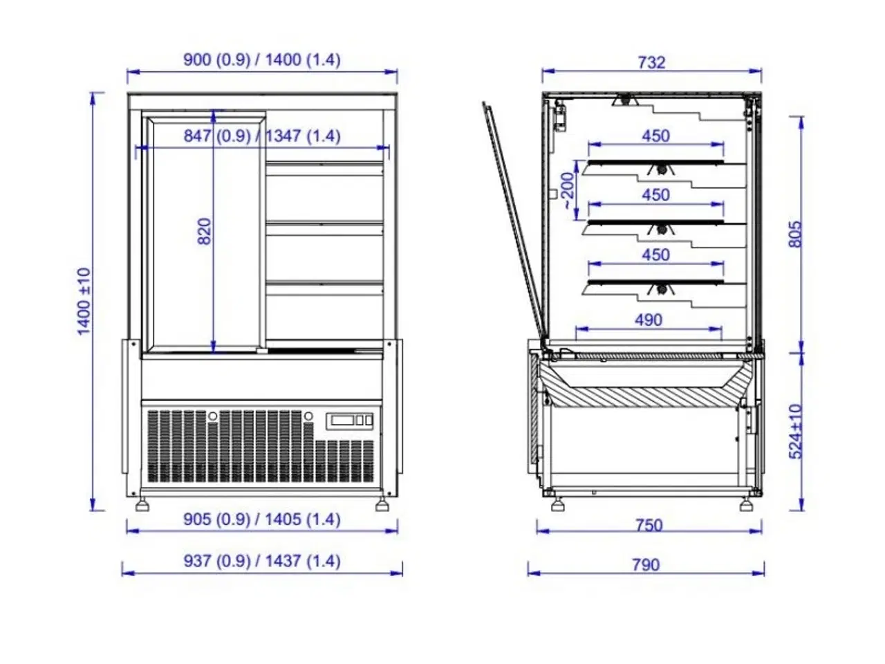 Billede 2 - Kølemontre – 937x790x1400 mm