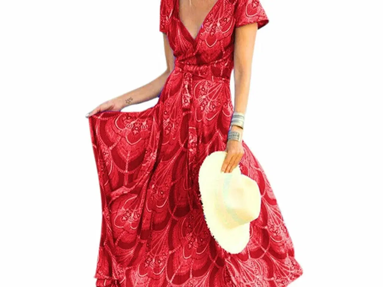 Billede 1 - BOHO kjole (i rød- Størrelse: Large)