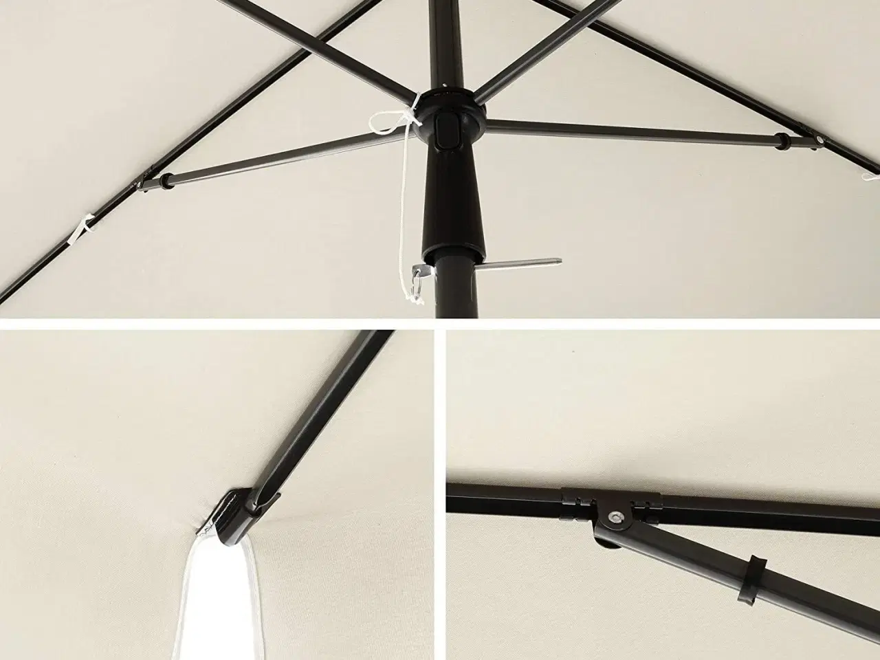 Billede 6 - Rektangulær altanparasols 2 × 1,25 m – UPF 50+, vippefunktion, beige med bæretaske