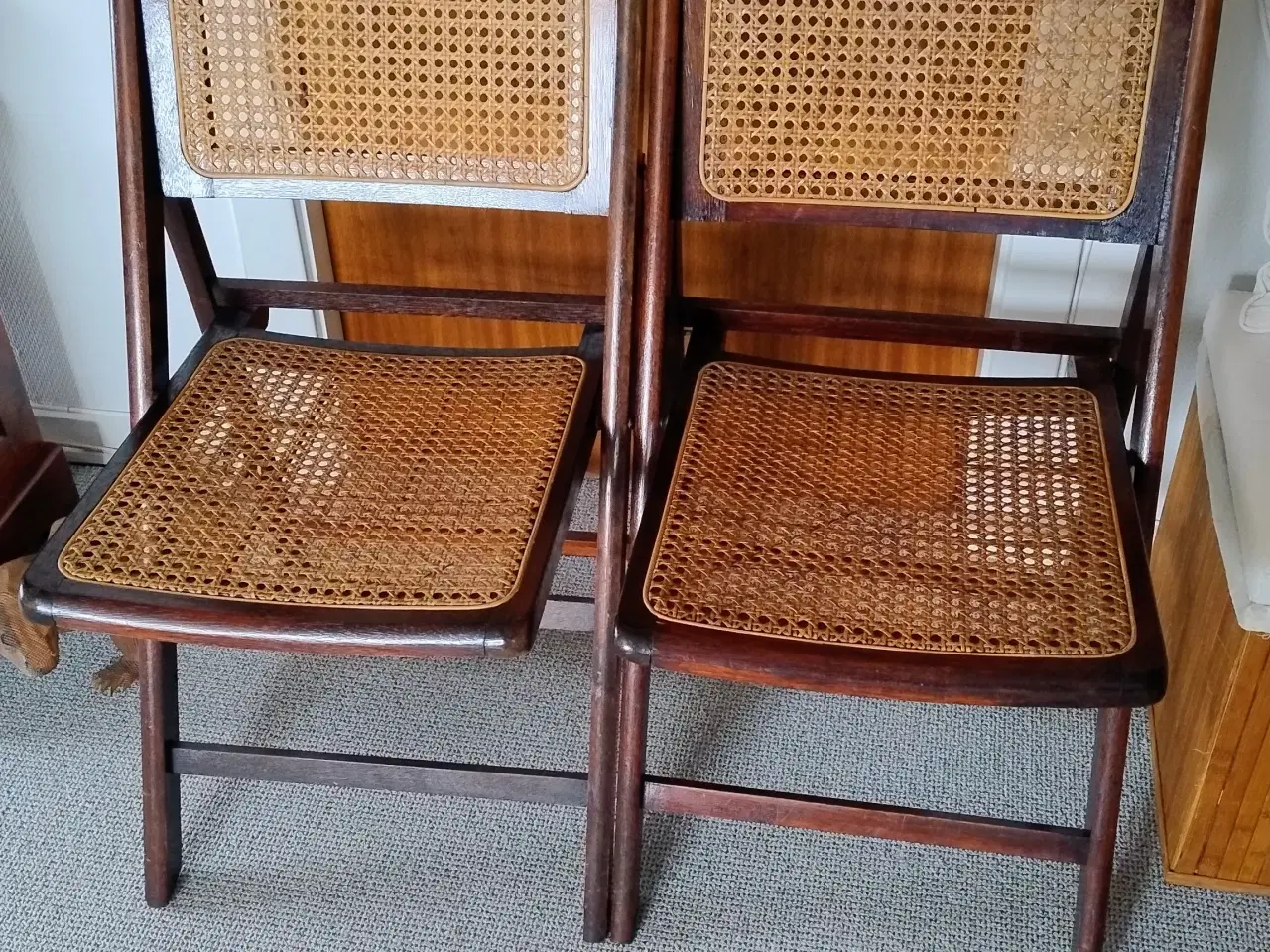 Billede 1 - Vintage klapstole i rattan og hårdttræ fra 60' ern