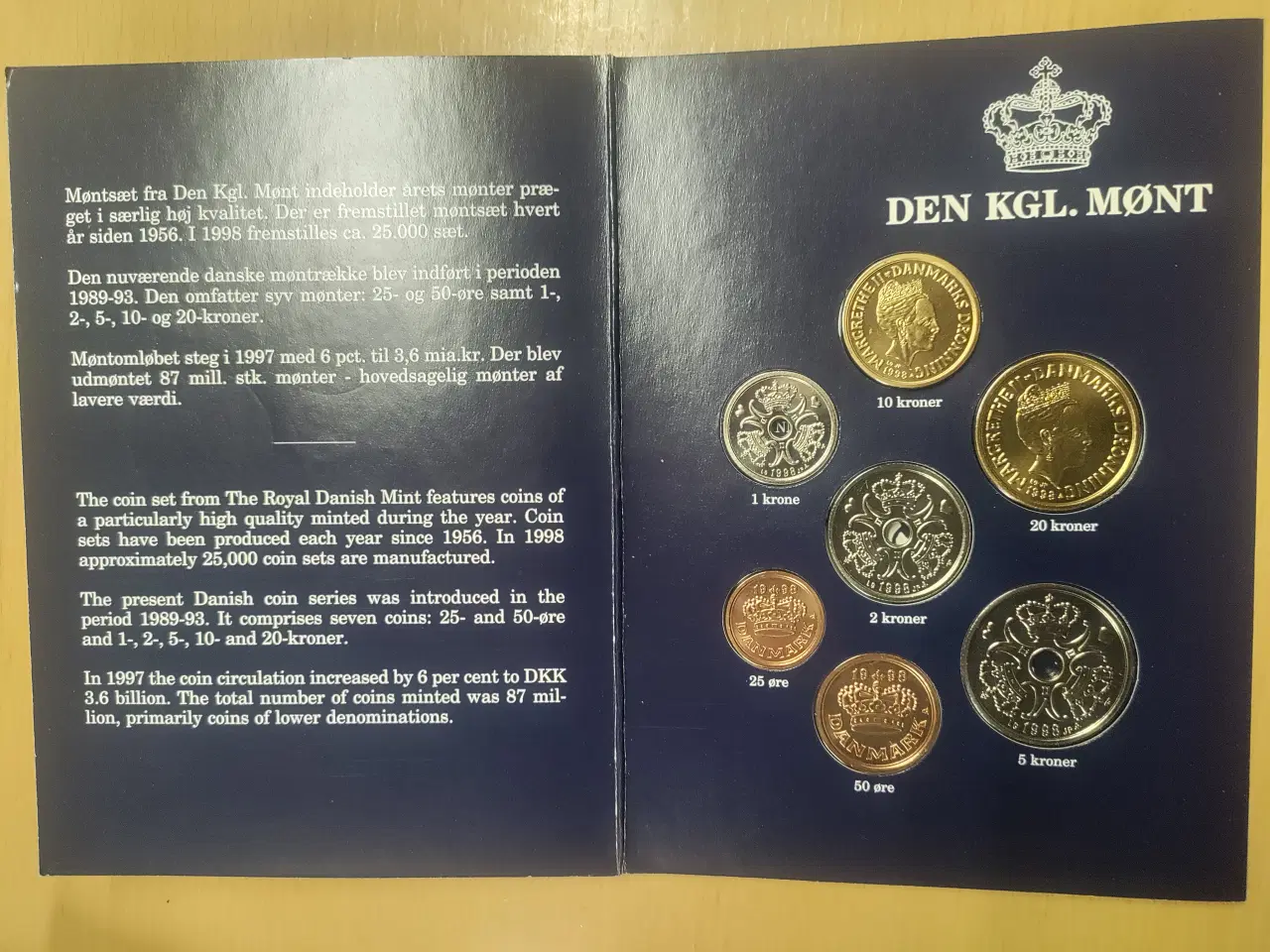 Billede 2 - 1998 Dansk møntsæt fra Den kgl. Mønt.