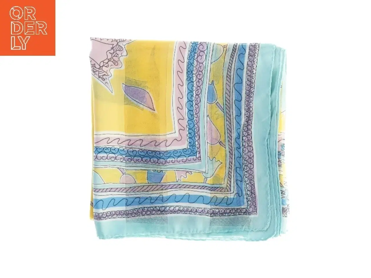 Billede 1 - Mønstret silketørklæde (str. 86 x 86 cm)