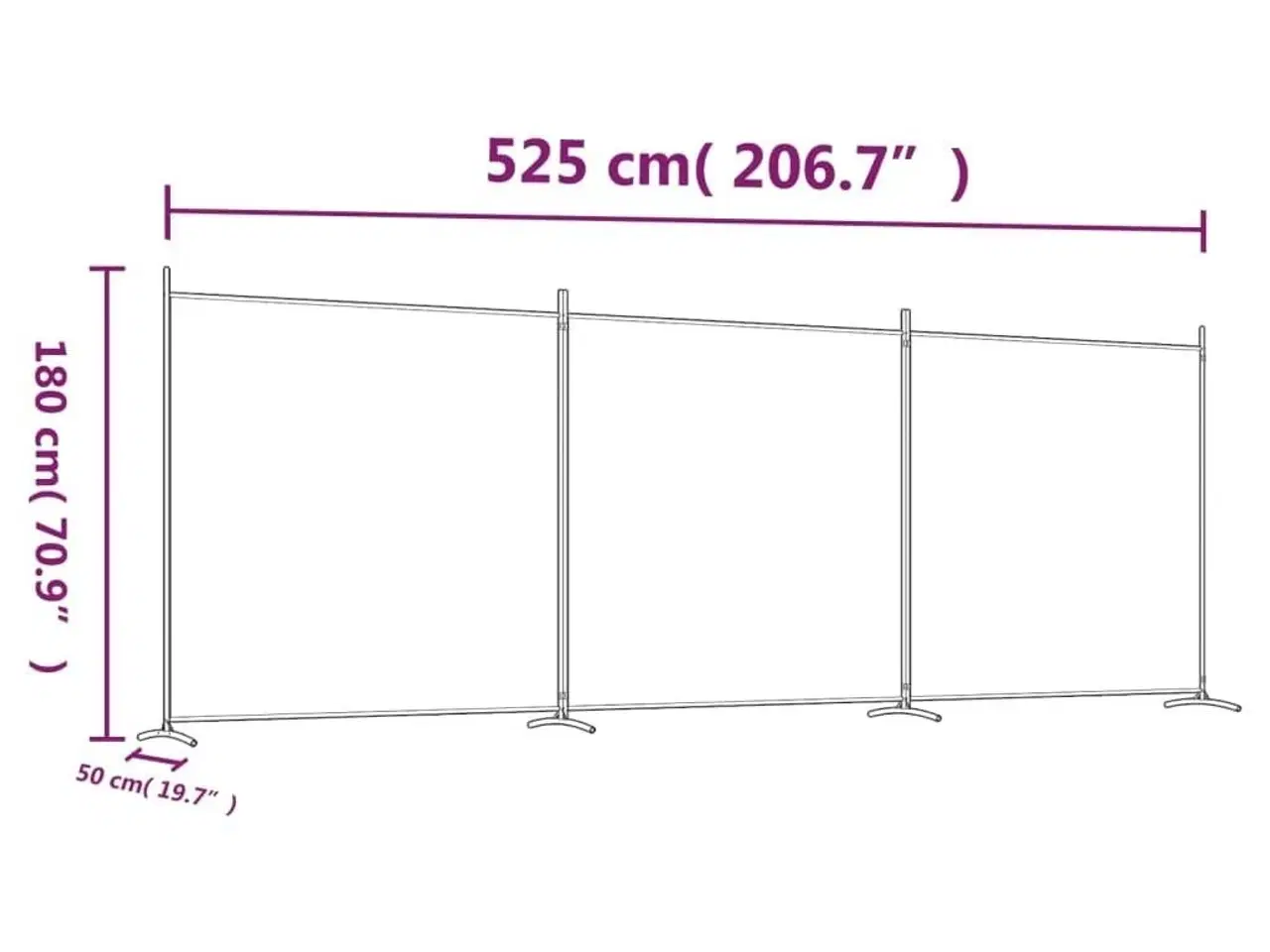 Billede 8 - 3-panels rumdeler 525x180 cm stof sort