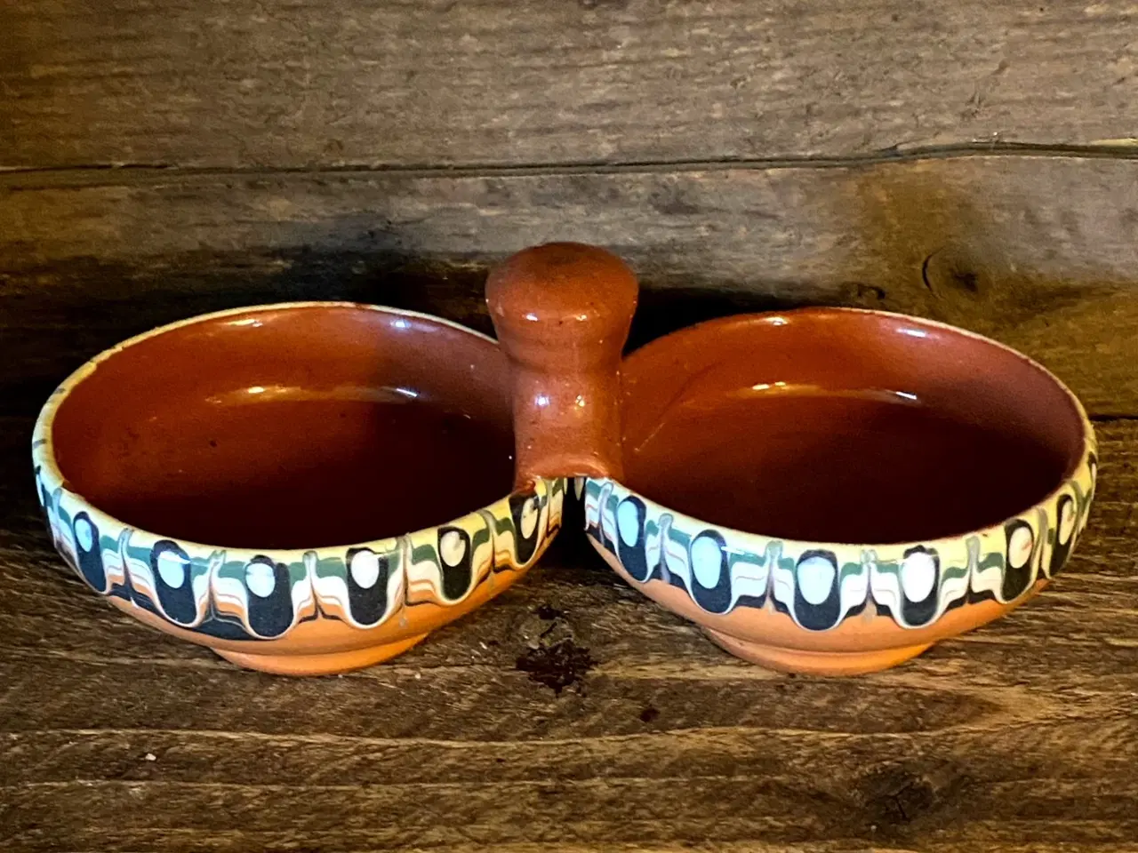 Billede 1 - * Lækker dobbelt salt-peberskål - i glaseret keram