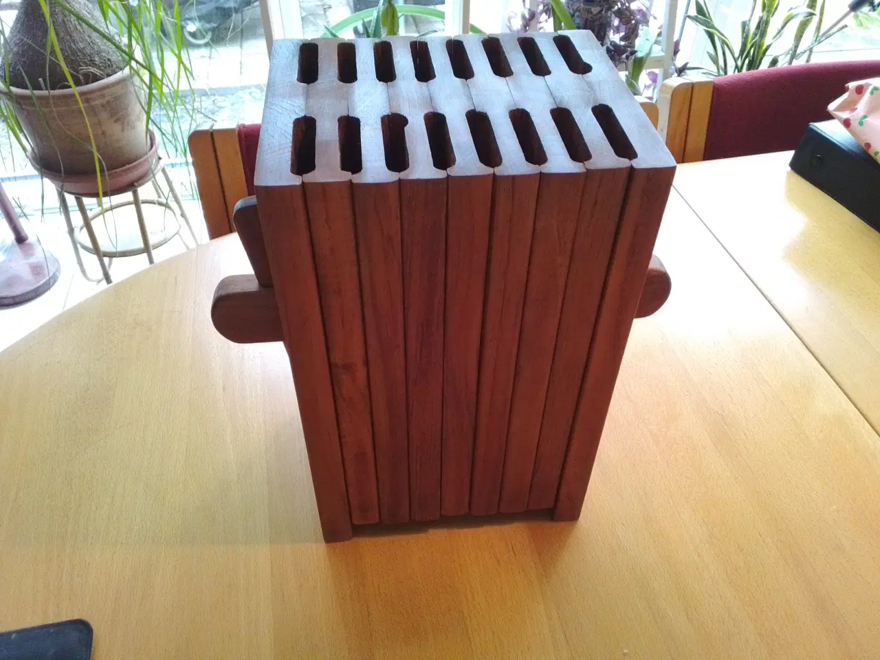 Billede 7 - Cabaretfad, standerlampe, bakke og knivblok i teak