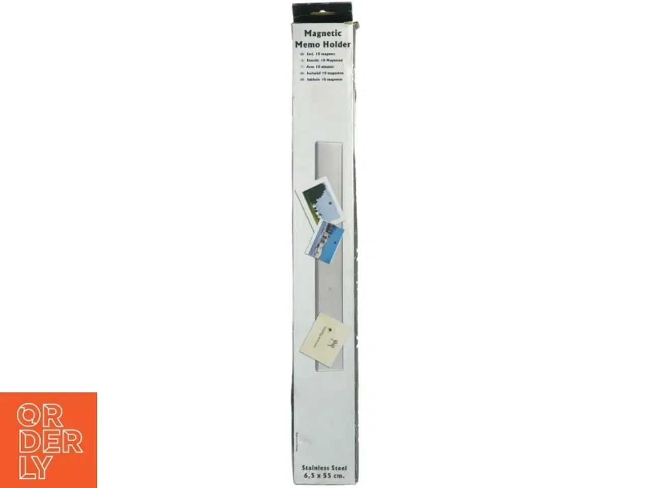 Billede 1 - Magnetisk memo-holder i rustfrit stål (str. 6,5x55 cm)