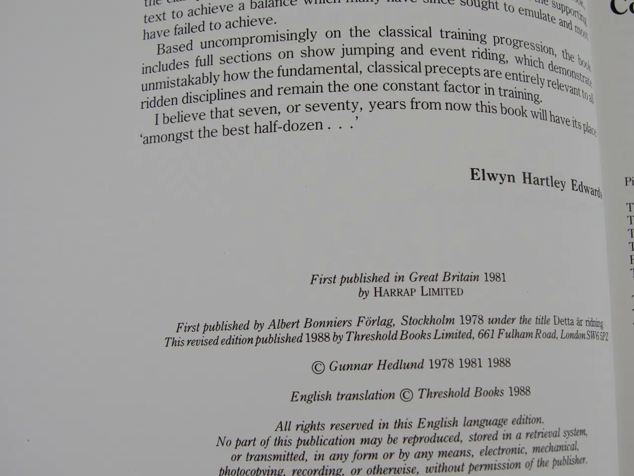 Billede 4 - THIS IS RIDING, Gunnar Hedlund, Hestebog engelsk 