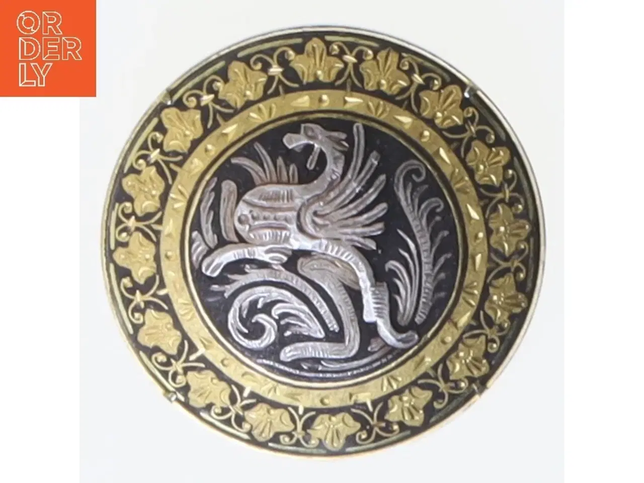 Billede 1 - Rund dekoreret broche (str. 4 cm)