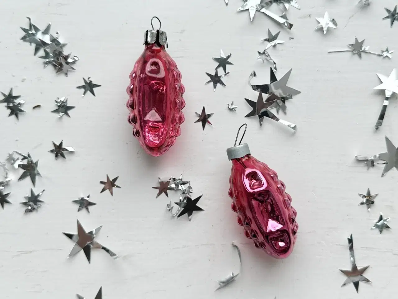 Billede 2 - Vintage julekugler, mørk pink lanterner, 2 stk samlet